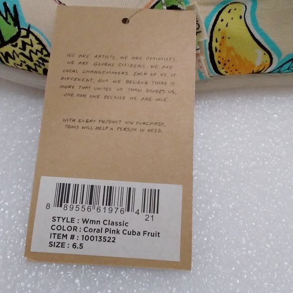 TOMS CLASSIC CORAL PINK CUBA SIZE-6.5 COD/88 - Picture 2 of 12
